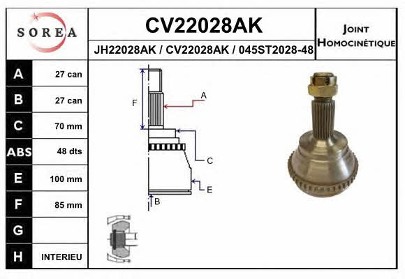 EAI CV22028AK Шарнір рівних кутових швидкостей (ШРКШ) CV22028AK: Купити в Україні - Добра ціна на EXIST.UA!