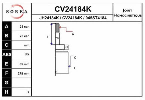 EAI CV24184K Шарнір рівних кутових швидкостей (ШРКШ) CV24184K: Купити в Україні - Добра ціна на EXIST.UA!