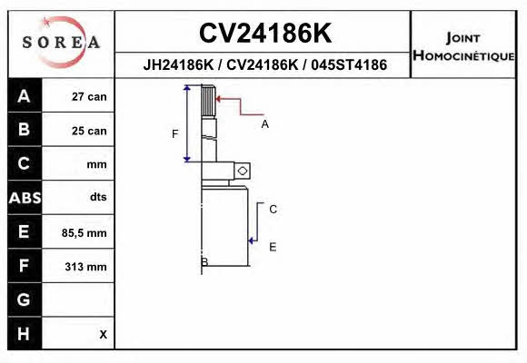 EAI CV24186K Шарнір рівних кутових швидкостей (ШРКШ) CV24186K: Купити в Україні - Добра ціна на EXIST.UA!