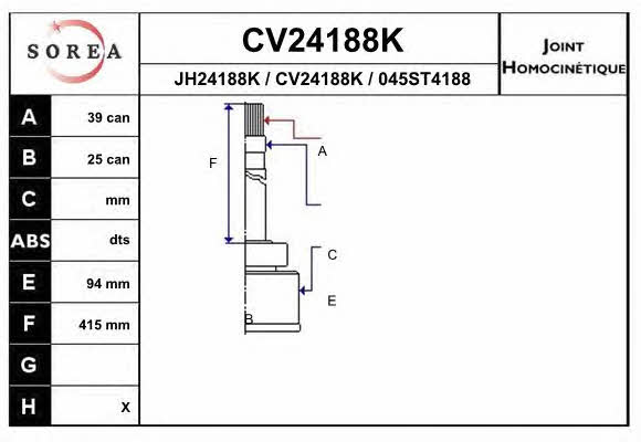 EAI CV24188K Шарнір рівних кутових швидкостей (ШРКШ) CV24188K: Купити в Україні - Добра ціна на EXIST.UA!