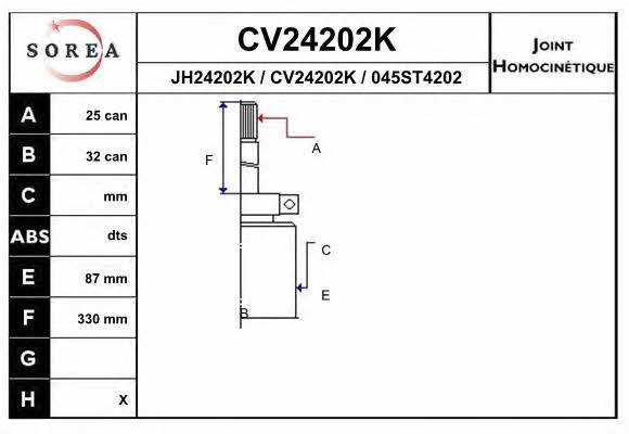 EAI CV24202K Шарнір рівних кутових швидкостей (ШРКШ) CV24202K: Купити в Україні - Добра ціна на EXIST.UA!