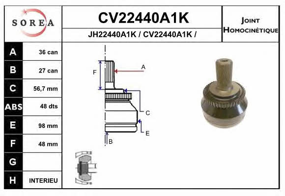 EAI CV22440A1K Шарнір рівних кутових швидкостей (ШРКШ) CV22440A1K: Купити в Україні - Добра ціна на EXIST.UA!