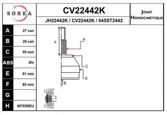 EAI CV22442K Шарнір рівних кутових швидкостей (ШРКШ) CV22442K: Купити в Україні - Добра ціна на EXIST.UA!