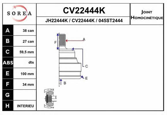 EAI CV22444K Шарнір рівних кутових швидкостей (ШРКШ) CV22444K: Купити в Україні - Добра ціна на EXIST.UA!