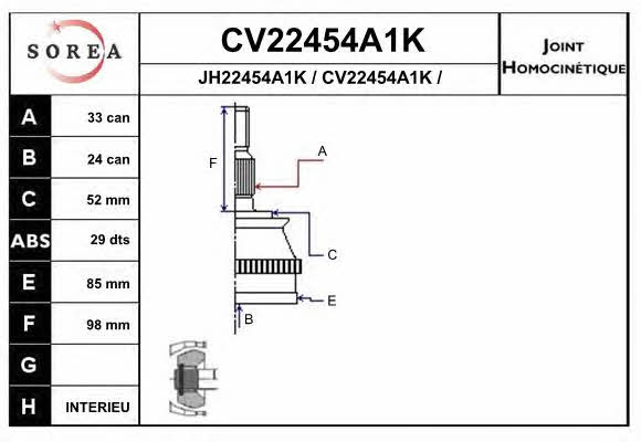 EAI CV22454A1K Шарнір рівних кутових швидкостей (ШРКШ) CV22454A1K: Купити в Україні - Добра ціна на EXIST.UA!