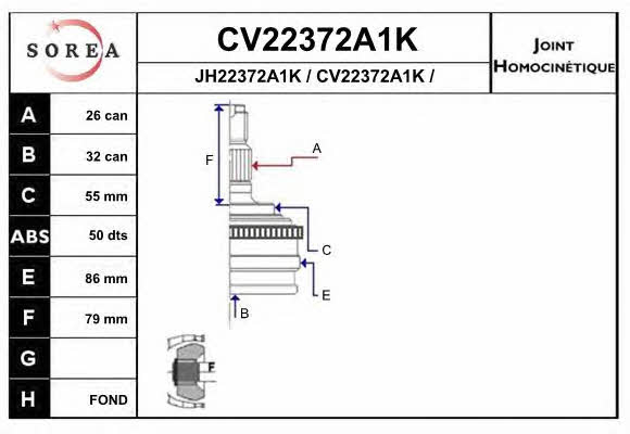EAI CV22372A1K Шарнір рівних кутових швидкостей (ШРКШ) CV22372A1K: Купити в Україні - Добра ціна на EXIST.UA!