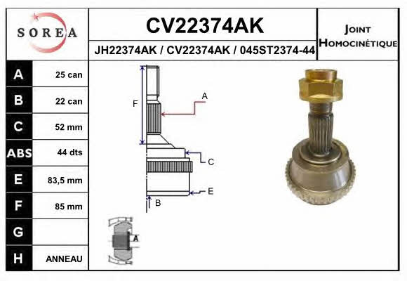 EAI CV22374AK Шарнір рівних кутових швидкостей (ШРКШ) CV22374AK: Купити в Україні - Добра ціна на EXIST.UA!