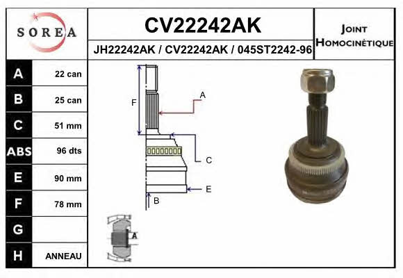 EAI CV22242AK Шарнір рівних кутових швидкостей (ШРКШ) CV22242AK: Купити в Україні - Добра ціна на EXIST.UA!