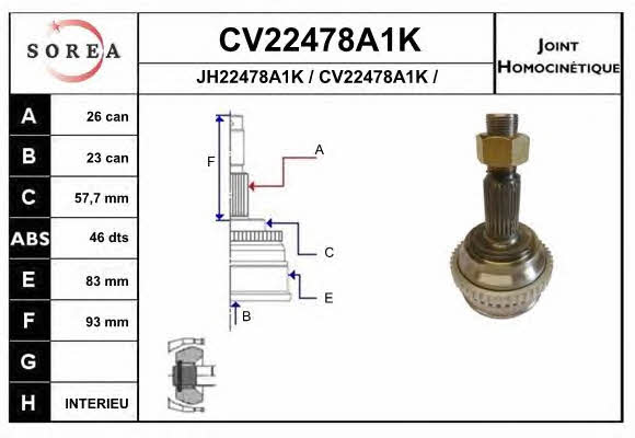 EAI CV22478A1K Шарнір рівних кутових швидкостей (ШРКШ) CV22478A1K: Купити в Україні - Добра ціна на EXIST.UA!