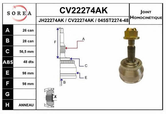 EAI CV22274AK Шарнір рівних кутових швидкостей (ШРКШ) CV22274AK: Купити в Україні - Добра ціна на EXIST.UA!