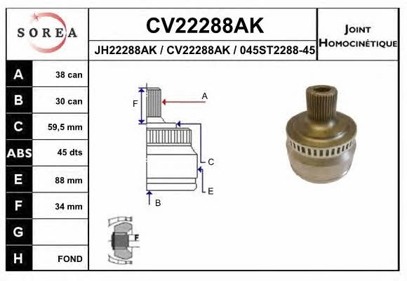 EAI CV22288AK Шарнір рівних кутових швидкостей (ШРКШ) CV22288AK: Купити в Україні - Добра ціна на EXIST.UA!
