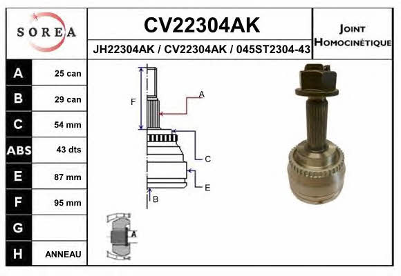 EAI CV22304AK Шарнір рівних кутових швидкостей (ШРКШ) CV22304AK: Купити в Україні - Добра ціна на EXIST.UA!