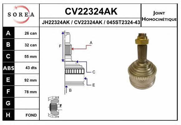 EAI CV22324AK Шарнір рівних кутових швидкостей (ШРКШ) CV22324AK: Купити в Україні - Добра ціна на EXIST.UA!