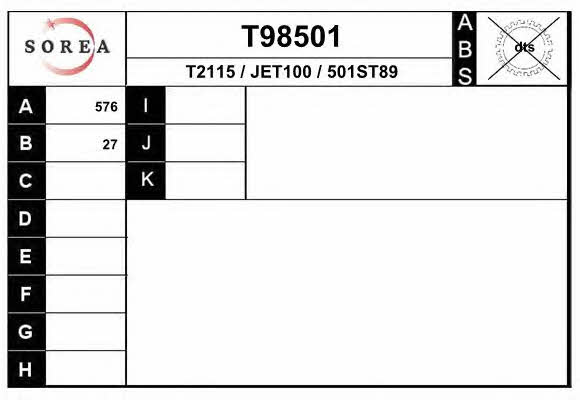 EAI T98501 Вал привідний T98501: Купити в Україні - Добра ціна на EXIST.UA!