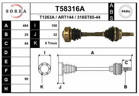 EAI T58316A Вал привідний T58316A: Купити в Україні - Добра ціна на EXIST.UA!