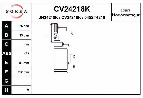 EAI CV24218K Шарнір рівних кутових швидкостей (ШРКШ) CV24218K: Купити в Україні - Добра ціна на EXIST.UA!