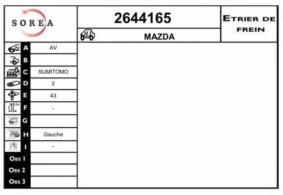 EAI 2644165 Супорт гальмівний 2644165: Купити в Україні - Добра ціна на EXIST.UA!