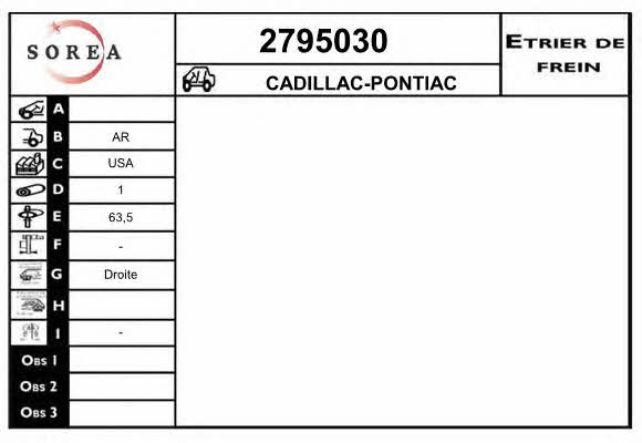 EAI 2795030 Супорт гальмівний 2795030: Купити в Україні - Добра ціна на EXIST.UA!