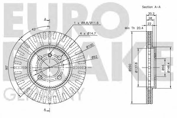 Eurobrake 5815201509 Диск гальмівний передній вентильований 5815201509: Купити в Україні - Добра ціна на EXIST.UA!