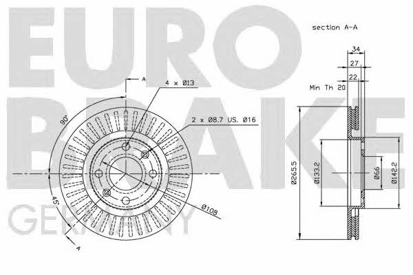 Eurobrake 5815201929 Диск гальмівний передній вентильований 5815201929: Купити в Україні - Добра ціна на EXIST.UA!