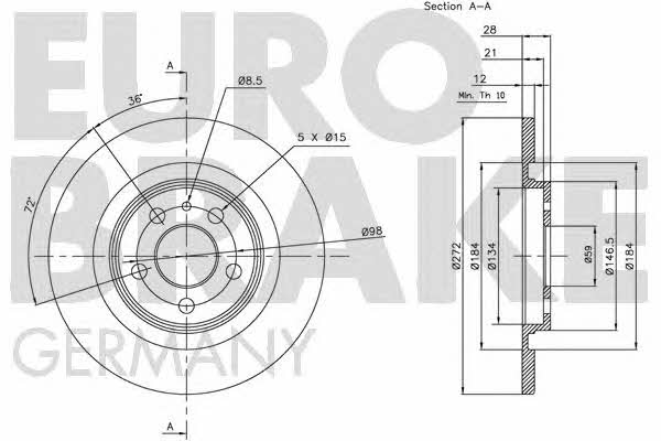 Eurobrake 5815201934 Диск гальмівний задній невентильований 5815201934: Приваблива ціна - Купити в Україні на EXIST.UA!
