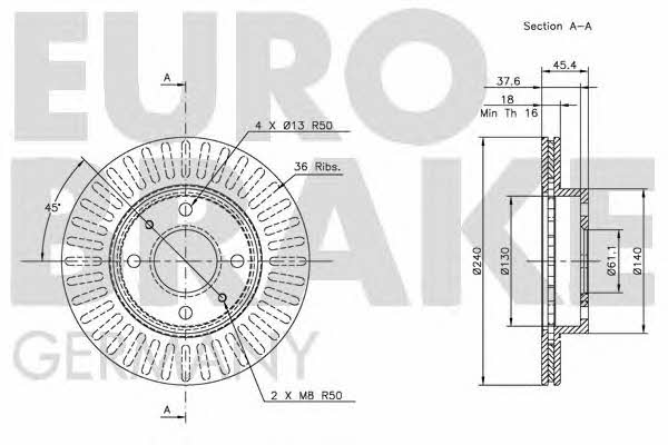 Eurobrake 5815202232 Диск гальмівний передній вентильований 5815202232: Купити в Україні - Добра ціна на EXIST.UA!