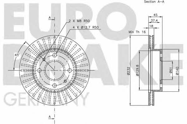 Eurobrake 5815202244 Диск гальмівний передній вентильований 5815202244: Купити в Україні - Добра ціна на EXIST.UA!