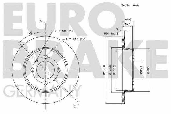Eurobrake 5815202263 Диск гальмівний задній невентильований 5815202263: Купити в Україні - Добра ціна на EXIST.UA!