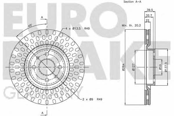 Eurobrake 5815202327 Диск гальмівний передній вентильований 5815202327: Купити в Україні - Добра ціна на EXIST.UA!