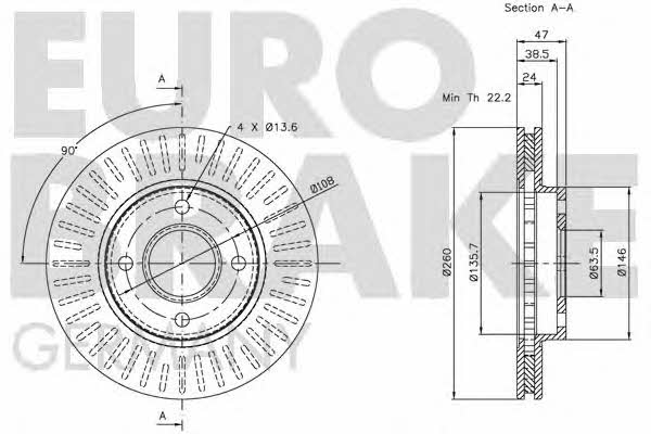 Eurobrake 5815202533 Диск гальмівний передній вентильований 5815202533: Купити в Україні - Добра ціна на EXIST.UA!