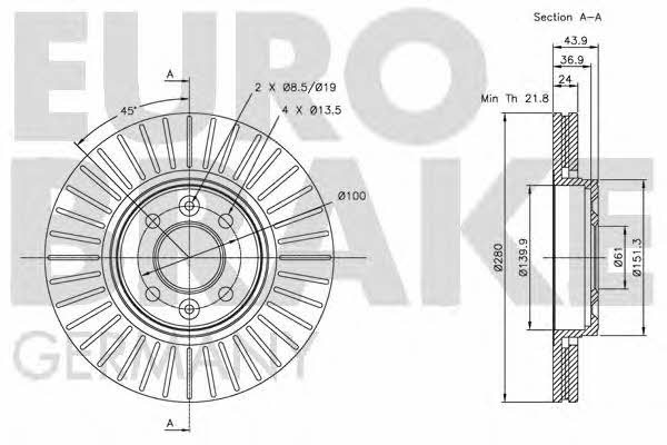 Eurobrake 5815203919 Диск гальмівний передній вентильований 5815203919: Купити в Україні - Добра ціна на EXIST.UA!