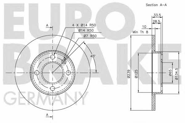 Eurobrake 5815204754 Диск гальмівний передній невентильований 5815204754: Купити в Україні - Добра ціна на EXIST.UA!