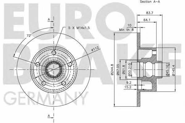 Eurobrake 5815204757 Тормозной диск задний невентилируемый 5815204757: Отличная цена - Купить в Украине на EXIST.UA! 5815204757 Eurobrake Тормозной диск задний невентилируемый