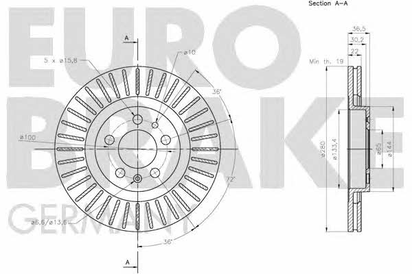 Eurobrake 5815204759 Диск гальмівний передній вентильований 5815204759: Купити в Україні - Добра ціна на EXIST.UA!