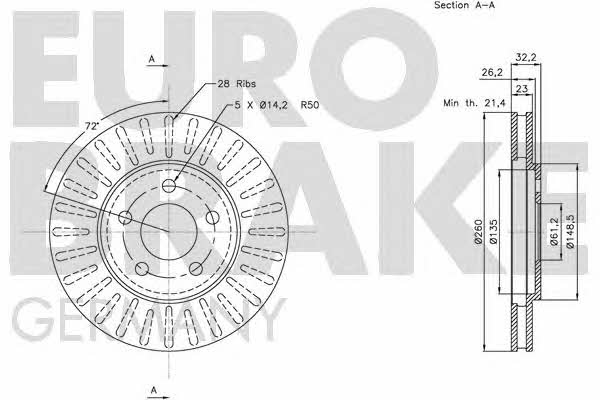 Eurobrake 5815209314 Диск гальмівний передній вентильований 5815209314: Купити в Україні - Добра ціна на EXIST.UA!