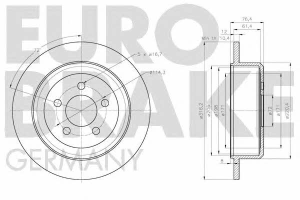 Eurobrake 5815209322 Диск гальмівний задній вентильований 5815209322: Купити в Україні - Добра ціна на EXIST.UA!