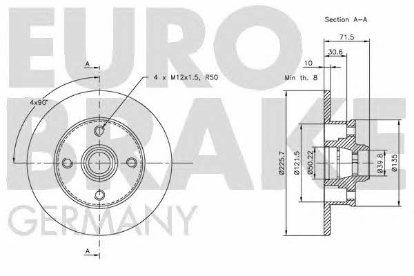Eurobrake 5815209935 Диск гальмівний задній невентильований 5815209935: Купити в Україні - Добра ціна на EXIST.UA!