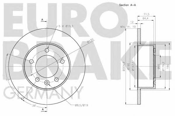 Eurobrake 5815203977 Диск гальмівний задній невентильований 5815203977: Купити в Україні - Добра ціна на EXIST.UA!