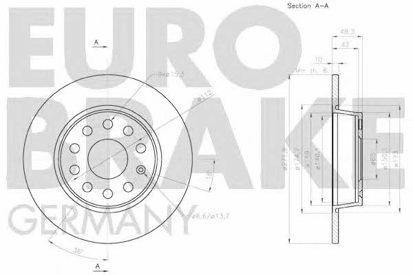 Eurobrake 58152047137 Диск гальмівний задній невентильований 58152047137: Купити в Україні - Добра ціна на EXIST.UA!