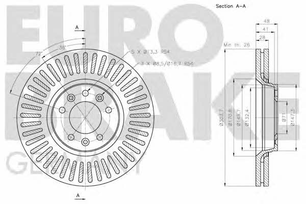 Eurobrake 5815203734 Диск гальмівний задній вентильований 5815203734: Приваблива ціна - Купити в Україні на EXIST.UA!