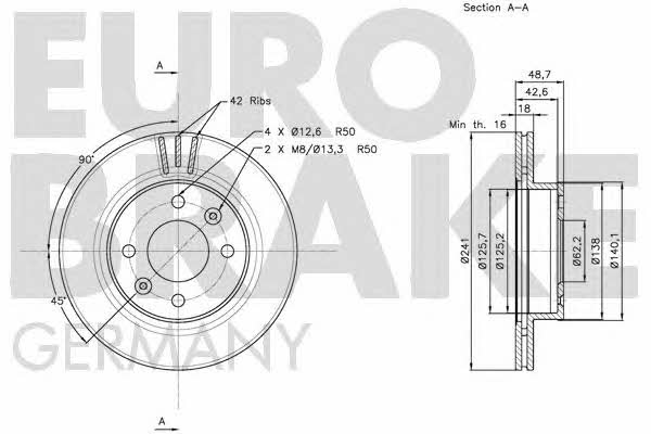 Eurobrake 5815203517 Диск гальмівний передній вентильований 5815203517: Купити в Україні - Добра ціна на EXIST.UA!