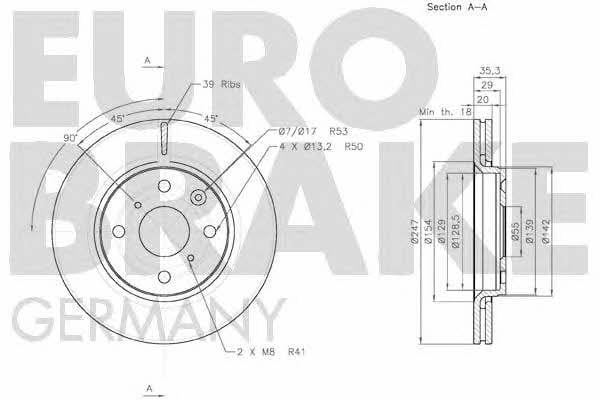 Eurobrake 58152045102 Диск гальмівний передній вентильований 58152045102: Купити в Україні - Добра ціна на EXIST.UA!