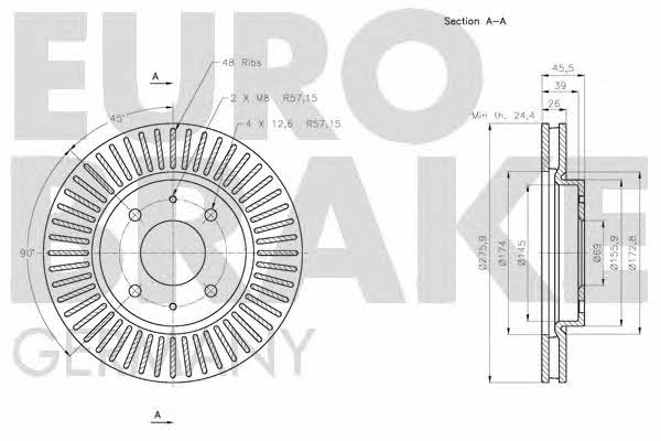 Eurobrake 5815203052 Диск гальмівний передній вентильований 5815203052: Купити в Україні - Добра ціна на EXIST.UA!