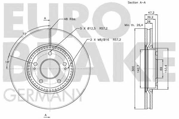 Eurobrake 5815203422 Диск гальмівний передній вентильований 5815203422: Купити в Україні - Добра ціна на EXIST.UA!