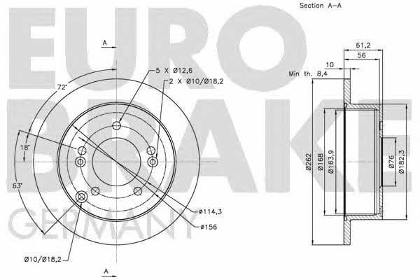 Eurobrake 5815203424 Диск гальмівний задній невентильований 5815203424: Купити в Україні - Добра ціна на EXIST.UA!