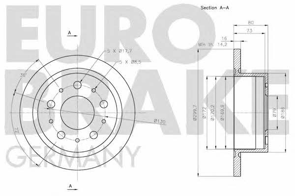 Eurobrake 5815201946 Диск гальмівний задній невентильований 5815201946: Купити в Україні - Добра ціна на EXIST.UA!