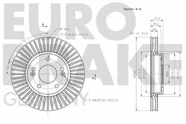 Eurobrake 5815203526 Диск гальмівний передній вентильований 5815203526: Купити в Україні - Добра ціна на EXIST.UA!
