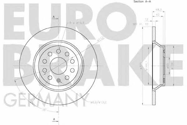 Eurobrake 58152047160 Диск гальмівний задній невентильований 58152047160: Купити в Україні - Добра ціна на EXIST.UA!