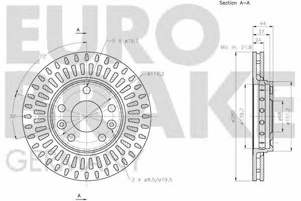 Eurobrake 5815203970 Диск гальмівний передній вентильований 5815203970: Купити в Україні - Добра ціна на EXIST.UA!