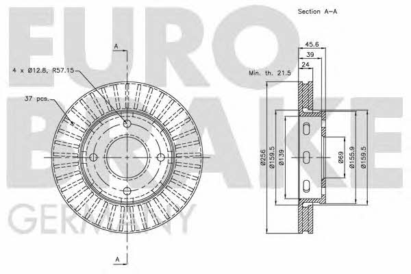 Eurobrake 5815203035 Диск гальмівний передній вентильований 5815203035: Купити в Україні - Добра ціна на EXIST.UA!